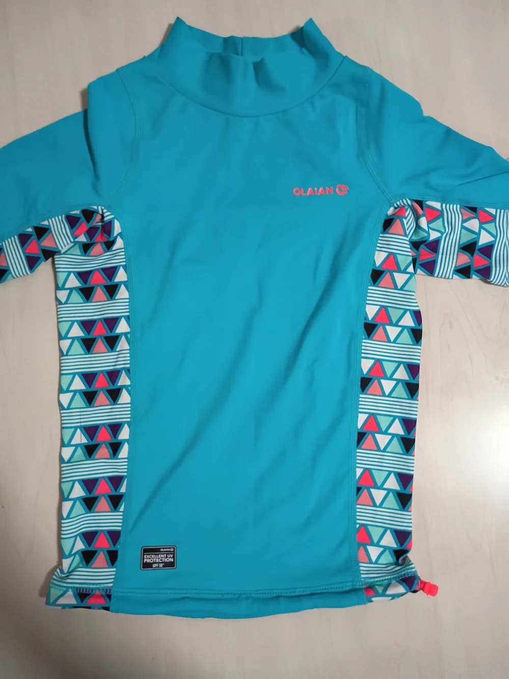 Olian Kids' Turquoise Rash Guard Swim Top with Geo Accent
